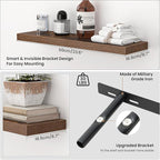 Heimlove 24 Inch Floating Shelves for Wall,Mounted Storage Wood Shelves with Invisible Brackets Hanging Shelf for Bedroom,Liv