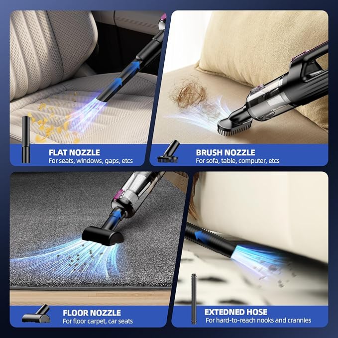 Cordless Handheld Vacuum Cleaner, 18000Pa 2 in 1 Car Vacuum Cleaner&Air Duster, 130W Brushless Motor with 7800mAh Battery, LE