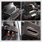 Multifunctional Car Headrest Backseat Organizer Box with Drink Cup Holder, Makeup Mirror, Tissue Box & Hooks for Car Seat Back, Upgrade Car Headrest Backseat Organizer Great for Kids and Travel(Brown)