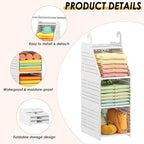 Honkazita 3-Tier Foldable Closet Hanging Organizer, Free-Standing | Hanging Closet Shelves for Wardrobe Laundry Room, Plastic