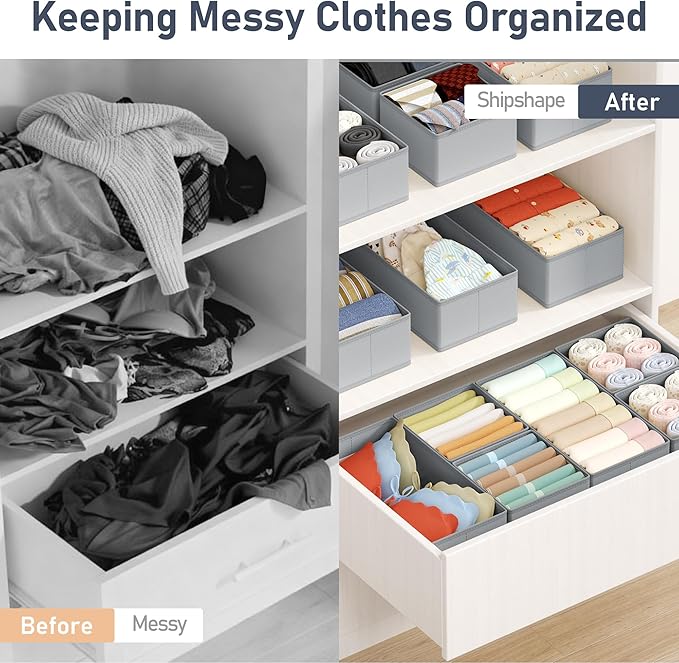 DIMJ Drawer Organizer Clothes Storage - 18 Pack Baby Dresser Organizer for Nursery, Foldable Drawer Dividers for Bedroom Clos