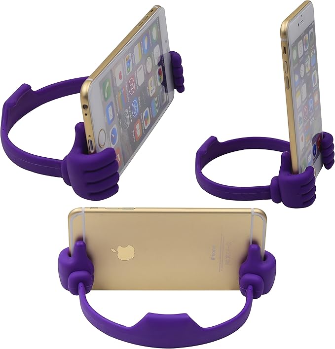 Honsky Cell Phone Tablet Stands (Pack of 5) Thumbs-up Cellphone Holder, Tablet Display Stand, Mobile Smartphone Mount Cradle for Desk Desktop - Universal, Multi-Angle, Cute, Purple