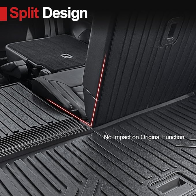 Floor Mats for 2018-2025 2026 Volkswagen Atlas 7 Passenger Bench Seating (Not for Cross Sport), All Weather TPE Durable Cargo Mat with Backrest Mats for VW Atlas Accessories