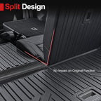 Floor Mats for 2018-2025 2026 Volkswagen Atlas 7 Passenger Bench Seating (Not for Cross Sport), All Weather TPE Durable Cargo Mat with Backrest Mats for VW Atlas Accessories