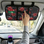 Car Sun Visor Storage Bag,Rose Pattern Auto Interior Accessories Pocket Organizer, Multi-Pocket Visor Organizer Storage Pouch Fits Most Vehicles