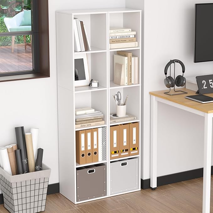 Cube Bookshelf, 5 Cube Storage Organizer, Freestanding 5 Tier Open Display Shelf with Eco-Friendly Melamine Surface for Home 
