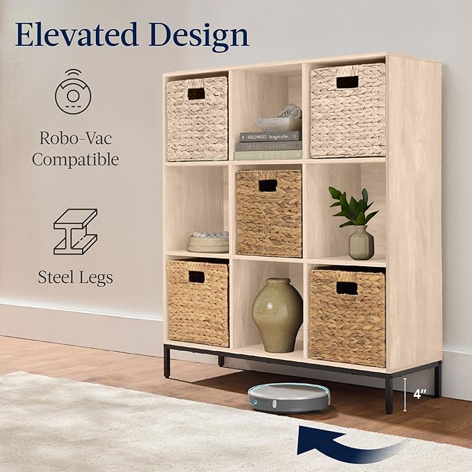 Best Choice Products 9-Cube Bookshelf, 3-Tier Wood Storage Bookcase W/Legs, 11in Shelf Opening, Cube Organizer, Living Room, 