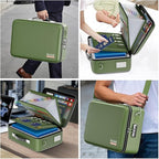 DocSafe Fireproof Document Box with Lock＆Shoulder Strap,Hard Case File Organizer with Accordion File Folder,Multi-Layer Porta