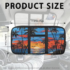 Coconut Tree Zippered Clip on Sun Visor Organizer for Car with Picture Holder Car Sun Visor Glasses Storage Box with Straps and Pockets Easy Installation Universal Fit for Most Cars SUV