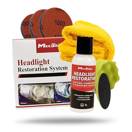 Maxshine Headlight Restoration Kit (MHL01) – Restores Headlight Clarity, Removes Oxidation, Yellowing, and Scratches – Improv