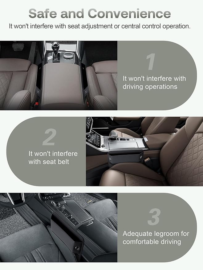 Premium Leather Car Seat Gap Filler Organizer (0.2”-1.2" Gaps), Clever Gifts for Car SUV Truck Owners (Black, 2 Pack)