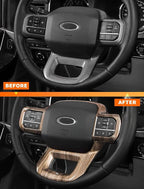Savadicar Wood Grain Interior Accessories - Steering Wheel Trim Cover for Ford F150 (2021-present) - Premium Texture Interior Decor Upgrade Option, 1 PC