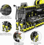 KSVO Power Tool Organizer Wall Mount with Drill Holder, Grinder Bracket, Hammer and Pliers, Locking Drawer, 6-Outlet Charging