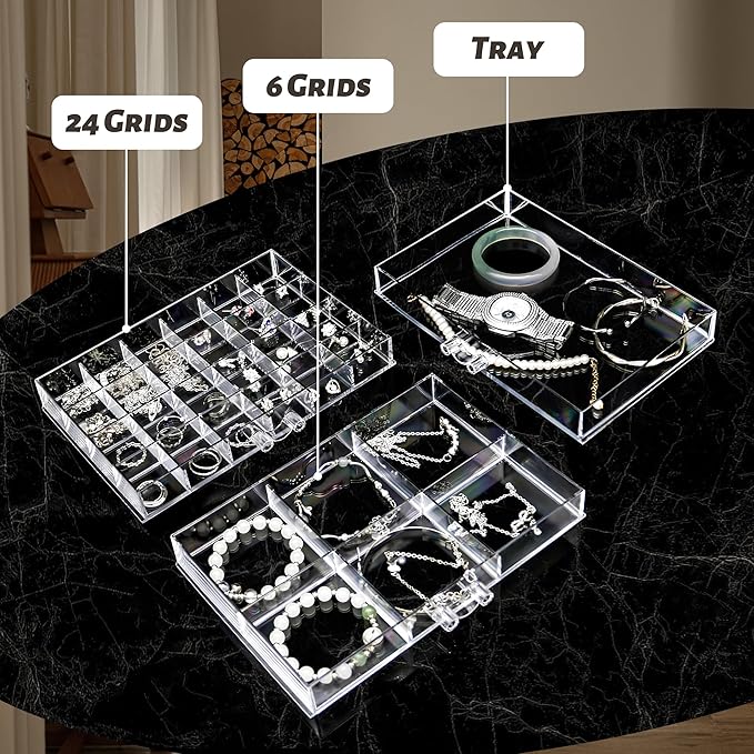 Clear Jewelry Box, Jewelry Organizer with 5 Drawers, 5-Layer Acrylic Storage Box for Women, Earring Display Holder for Earrin