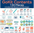 KeepGoing Travel First Aid Kit for Kids – 130 Pc. for Car, Home, Purse, Diaper Bag & Backpack with Latex-Free Bandages - Mini