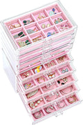 ProCase Earring Holder Organizer Jewelry Box with 10 Drawers, Acrylic Clear Earring Case with Adjustable Velvet Trays for Wom