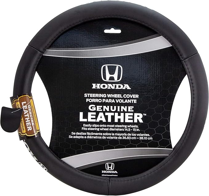 Plasticolor 006744R01 Honda Plasticolor 006744R01 Replacement for Car Truck or SUV Genuine Leather Steering Wheel Cover with Honda Logo