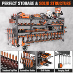 49.8" W Large Power Tool Organizer Wall Mount, Heavy Duty Tool Organizer with 14 cordless Drill Holder, 4 Layers Garage Organ