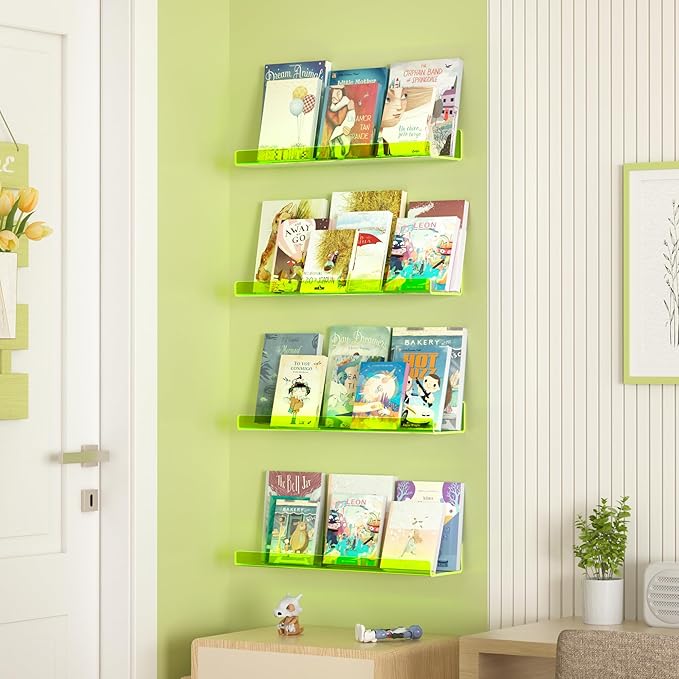 upsimples Acrylic Shelves for Wall Decor, 15" Display Shelf for Figure, Nail Polish, Wall Organizer for Bathroom, Bedroom, Li