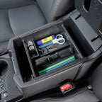 JDMCAR Center Console Organizer Compatible with Toyota 4Runner Accessories 2010-2024 and Kia Telluride (2020-2024), Insert ABS Black Materials Tray, Armrest Box Secondary Storage