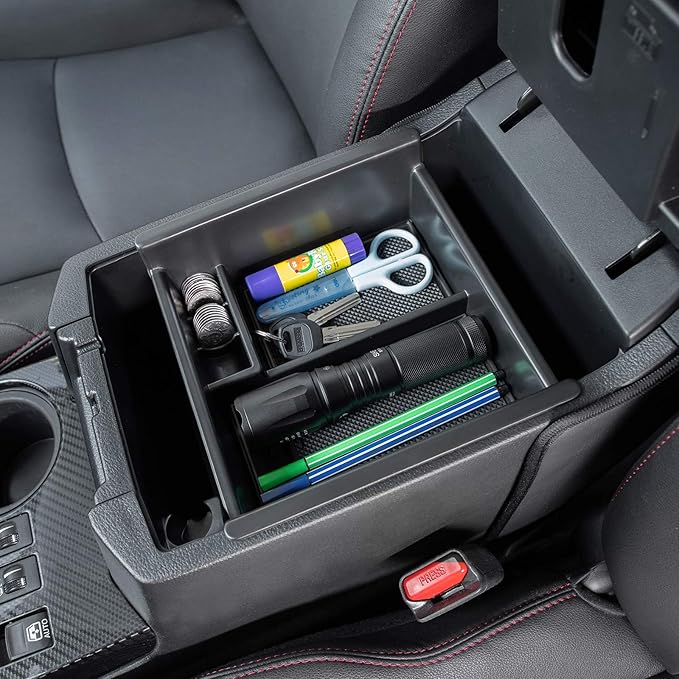 JDMCAR Center Console Organizer Compatible with Toyota 4Runner Accessories 2010-2024 and Kia Telluride (2020-2024), Insert ABS Black Materials Tray, Armrest Box Secondary Storage