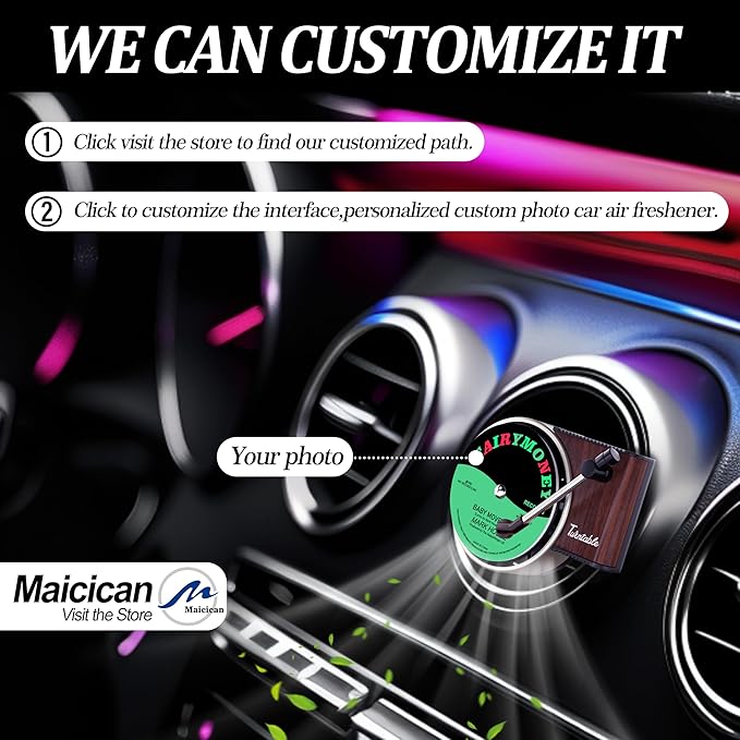 Maicican 12PCS Customizable Car Air Freshener Vent Clip, Pop Singer Album Cover Record Player Shape, Music Lover Gifts. (Retr