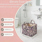 Quilted Laundry Basket with Handles - Multi-Purpose Fabric Storage Basket，Boho Fabric Storage Baskets with Handles for Car, H
