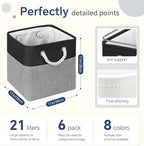 FinishingBo Fabric Cubes Storage Basket, 6 Pack 11x11 in with Handles Cube Storage Bins, for Shelves, Home, Office Organizers