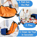 XL Toy Storage Organizer with Play Mat - Storage Bag/Box for Kids, Boys, Girls, Nursery, Playroom - Basket for Building Brick