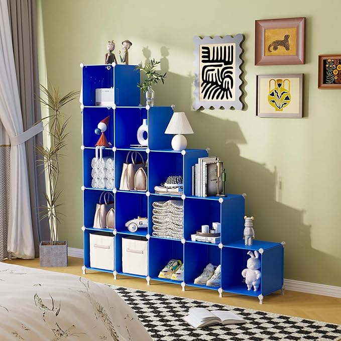 AWTATOS Cube Storage Organizer, 16 Cube Closet Organizers and Storage Shelves, DIY Stackable Bookshelf for Bedroom, Home, Adm