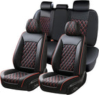 Huidasource Seat Covers, Nappa Leather Car Seat Covers, Velcro Adjustable, Compatible with Airbags, Armrests, Child Seat, Sea