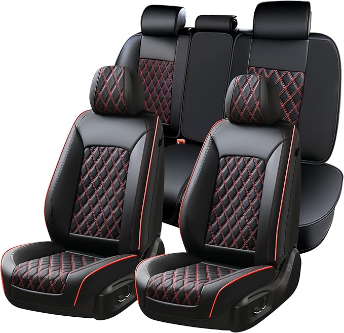 Huidasource Seat Covers, Nappa Leather Car Seat Covers, Velcro Adjustable, Compatible with Airbags, Armrests, Child Seat, Sea
