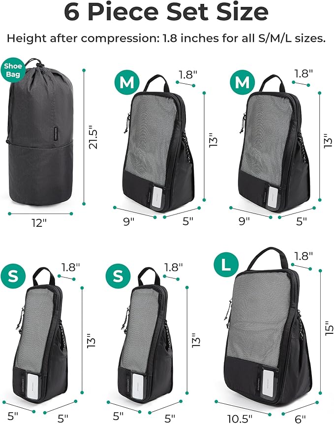 BAGSMART 6 Set /4 Set/2 Set Compression Packing Cubes for Travel, Lightweight Luggage Organizer Bags, Durable Space Saver Bag