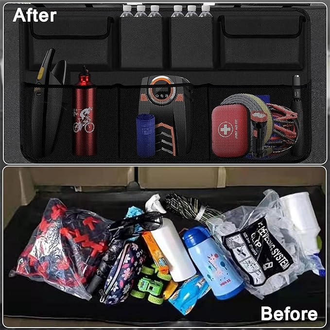 Car Trunk Organizer and Storage, Backseat Hanging Organizer for SUV, Truck, MPV,Van Collapsible Cargo Storage Bag with 7 Pocket