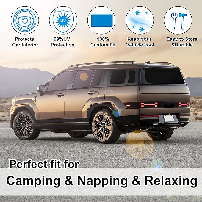 Windshield Sun Shade Car Windshield Foldable Full Windows Coverage Custom Fit for 2024-2026 Hymdai Santa Fe Accessories Car Window Shades Block Sun UV Rays 10PCS