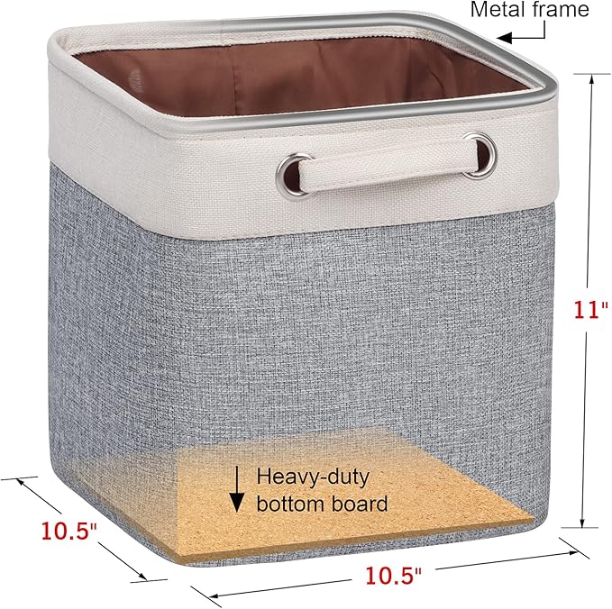 Kntiwiwo Cube Storage Bins 10.5” x 10.5 x 11” Cloth Baskets for Storage with Handles Storage bins for Shelf, Closet, Office O