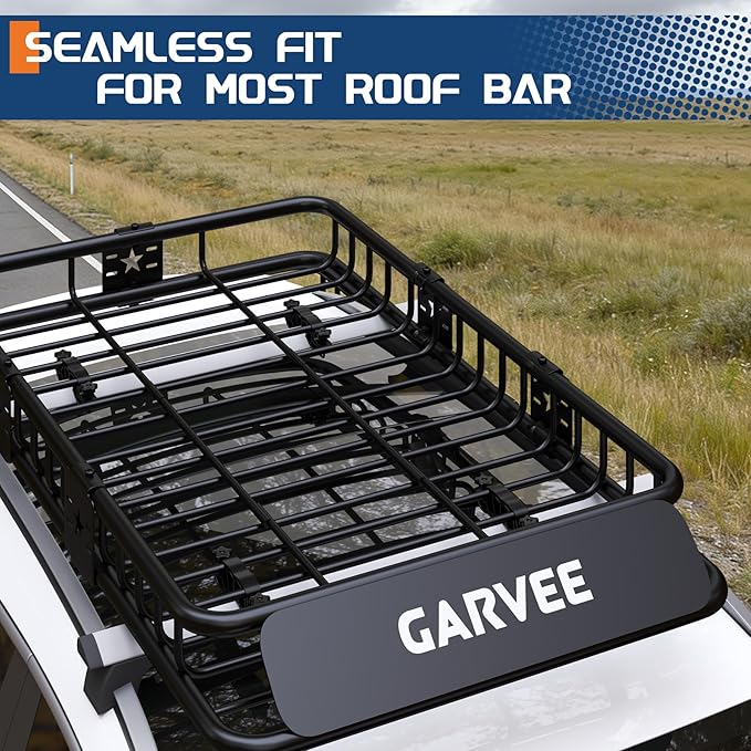 Garvee 51 in x 36 in Universal Roof Rack Basket, 200 LBS Capacity Luggage Rack, Heavy Duty Rooftop Cargo Carrier, Car Top Luggage Holder Basket Heavy Duty for SUVs, Trucks, Vehicles