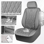 CAR PASS Piping Luxury PU Leather Two Front Car Seat Covers, Waterproof Anti Slip Seat Covers Compatible with Front Seat Armr