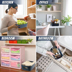 Zopeal Plastic Storage Bins 10 Pcs Blue Pantry Organizer Bins Small Baskets Storage Containers for Home Kitchen (8 x 5.7 x 3 