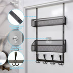 Kaiferty Over The Door Hooks Organizer, Coat Rack Over The Door Storage Hanger Towel Rack, Back of Door Storage Organizer for