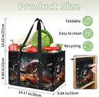 Reusable Grocery Bags Heavy Duty Shopping Bags Foldable Large Tote Bags with Long Handles & Hard Bottom