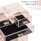 Sorbus Acrylic Makeup Organizer Set, 6-Drawer Vanity & Countertop Cosmetic Storage with Small & Wide Compartments, Pink Makeu