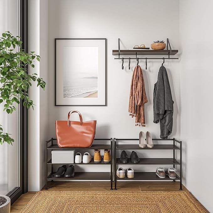 Seville Classics Sturdy Freestanding Storage Shelf for Bedroom, Closet, Entryway, Dorm Room Organizer Stackable Durable Metal