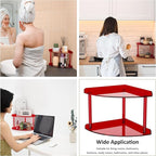 Sezanrpt 2 Tier Acrylic Corner Shelf Organizer Storage 9.5x9.5x8 Inch, Red Countertop Corner Shelf for Bathroom, Kitchen, Bed