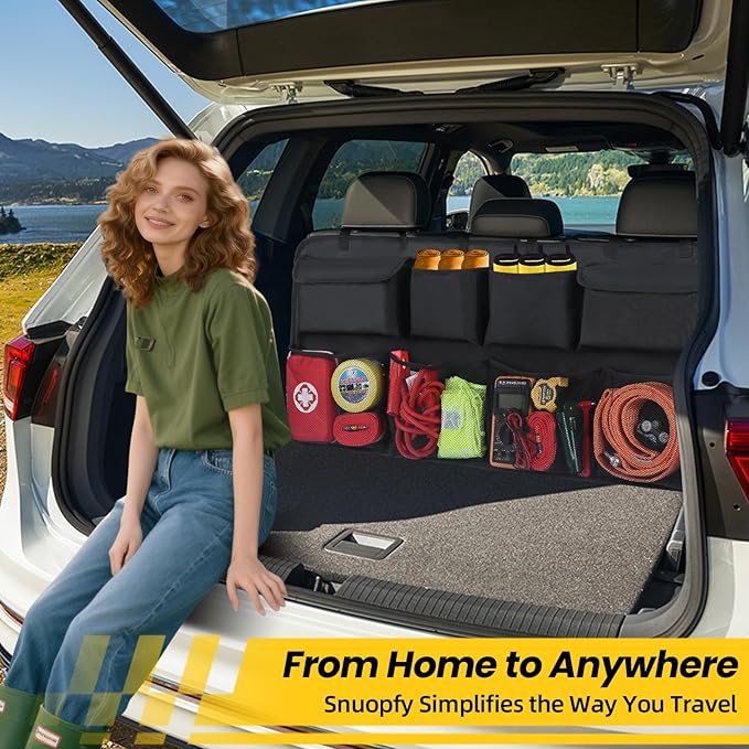 Car Backseat Hanging Trunk Organizer Extra-Long, 30% More Storage, 8 Large Pockets Car Storage Bag for SUV, Truck, Van - Super