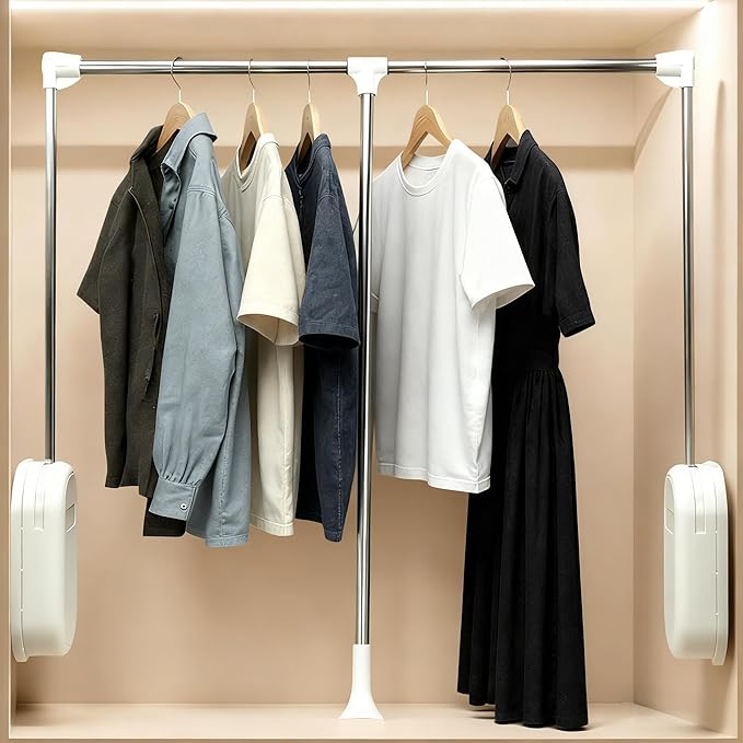 tonchean Heavy Duty Pull Down Closet Rod White, 60 Lbs Load Capacity, Adjustable 33-45 Inch Closet Rods for Hanging Clothes T