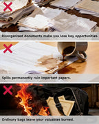 DOZAWA Fireproof Document Box, Hard Case Document Organizer with Lock, 13 Pockets Accordion File Folder with Reflective Strip