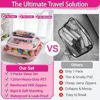 YQBRAO 3 Pack Hard Sided Clear Zipper Case for Storage- Thickened-Grade Clear Hard Shell Zipper Case for Organizing Bead, Han