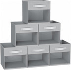 DIMJ 12.2 Inch Storage Cubes, 6 Pack Cube Storage Bins with Window, Fabric Storage Bins with Handle, Foldable Storage Cubes, 