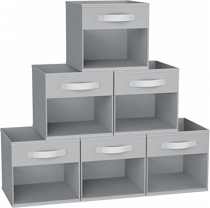 DIMJ 12.2 Inch Storage Cubes, 6 Pack Cube Storage Bins with Window, Fabric Storage Bins with Handle, Foldable Storage Cubes, 